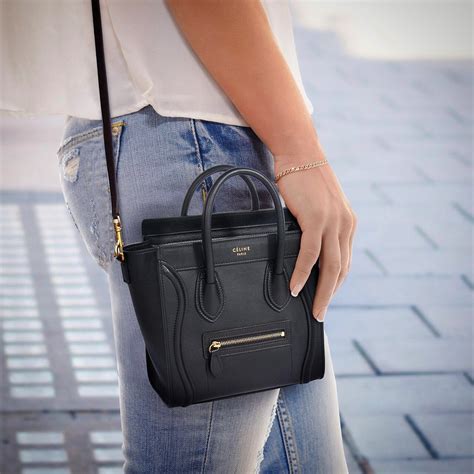 celine nano luggage black grained tote|celine nano luggage review.